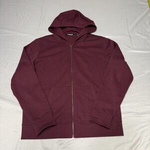 Lands' End Full Zip Hoodie Mens Medium Maroon Sweatshirt